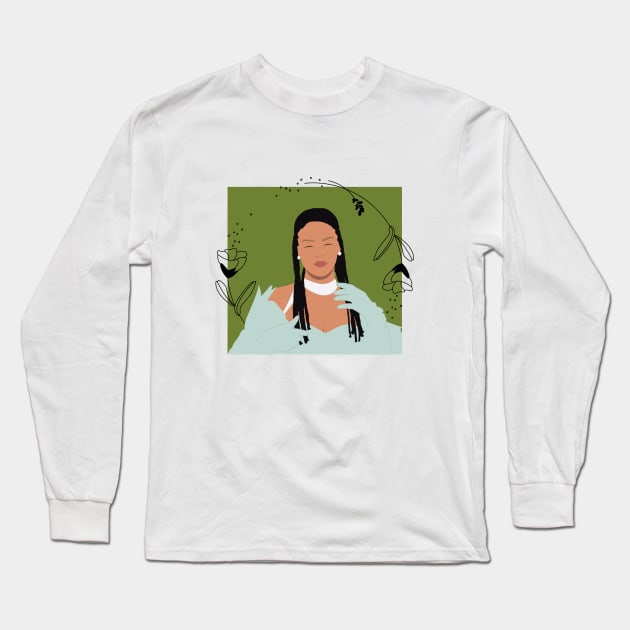 Rihanna Portrait Long Sleeve T-Shirt by AndyDesigns